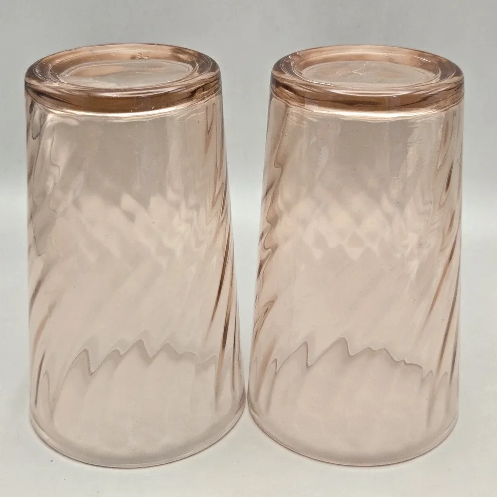 2 Vintage 60's Swirl Rosaline Tumblers 4.75